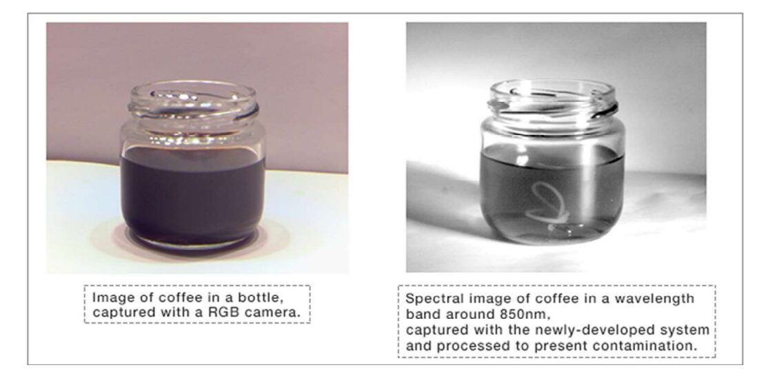 Spectral image, capture with the newly-developed system and processed to present contamination